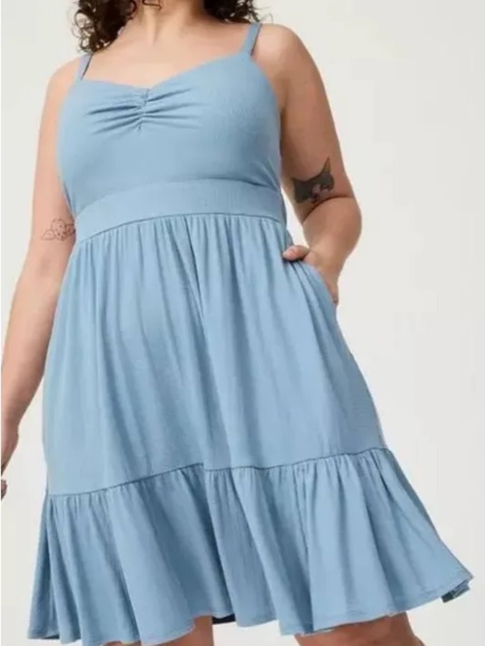 TORRID Light Blue Tie Back Sleeveless Tiered Sundress